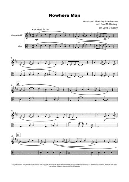 Nowhere Man By The Beatles For Clarinet And Viola Duet Page 2