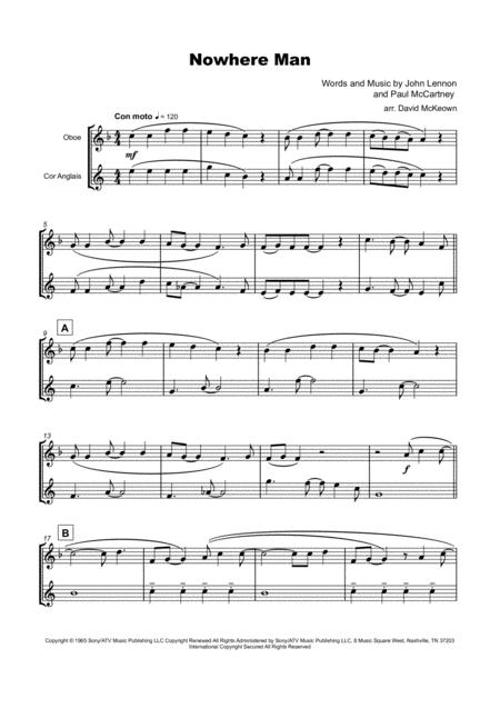 Nowhere Man By The Beatles For Oboe And Cor Anglais Duet Page 2