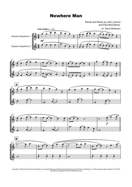 Nowhere Man By The Beatles For Soprano Saxophone Duet Page 2