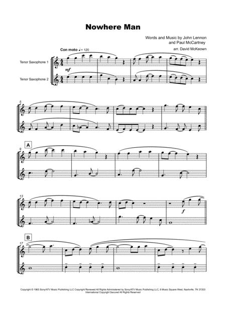Nowhere Man By The Beatles For Tenor Saxophone Duet Page 2