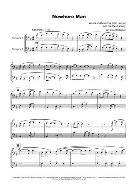 Nowhere Man By The Beatles For Trombone Duet Page 2