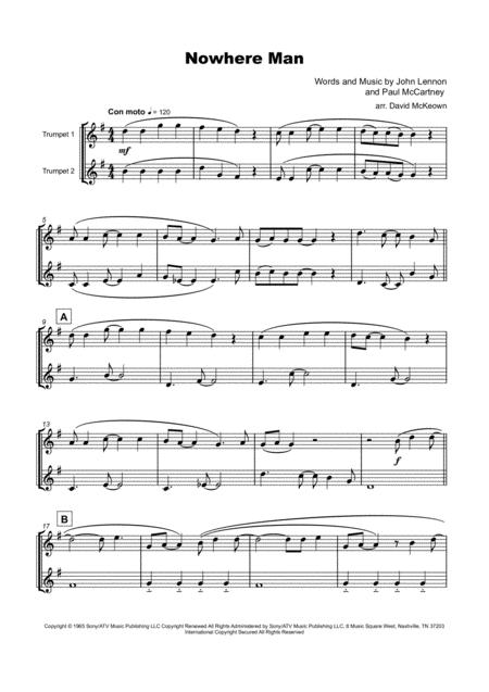 Nowhere Man By The Beatles For Trumpet Duet Page 2