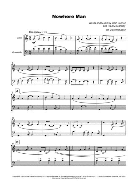 Nowhere Man By The Beatles For Violin And Cello Duet Page 2