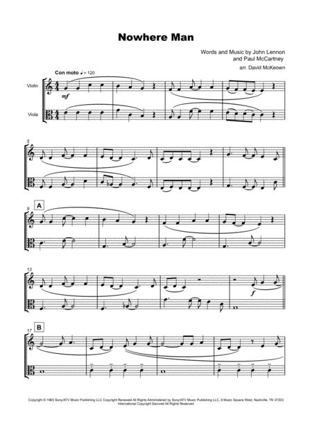 Nowhere Man By The Beatles For Violin And Viola Duet Page 2