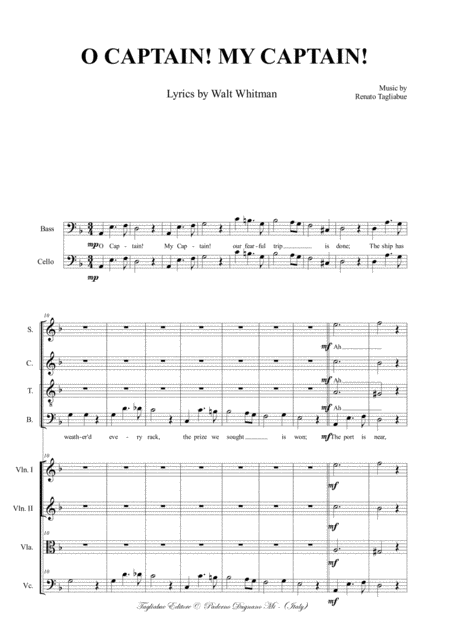 O Captain My Captain For Bass Solo Or All Basses Satb Choir Oboe And String Quartet Page 2