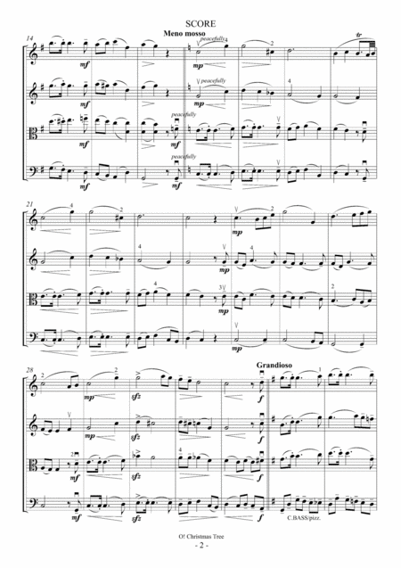 O Christmas Tree For String Quartet Page 2