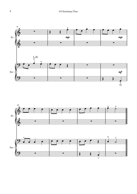 O Christmas Tree Piano Duet Beginner Page 2