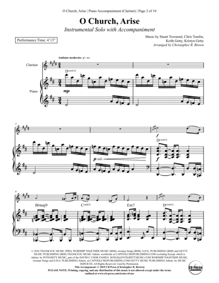 O Church Arise Arise Shine Clarinet Solo With Piano Accompaniment Page 2