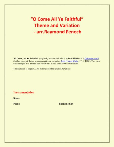 O Come All Ye Faithful Adeste Fidelis Theme And Variation For Baritone Sax And Piano Advanced Level Page 2