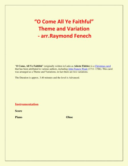 O Come All Ye Faithful Adeste Fidelis Theme And Variation For Oboe And Piano Advanced Level Page 2