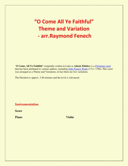 O Come All Ye Faithful Adeste Fidelis Theme And Variation For Violin Solo Violin And Piano Advanced Level Page 2