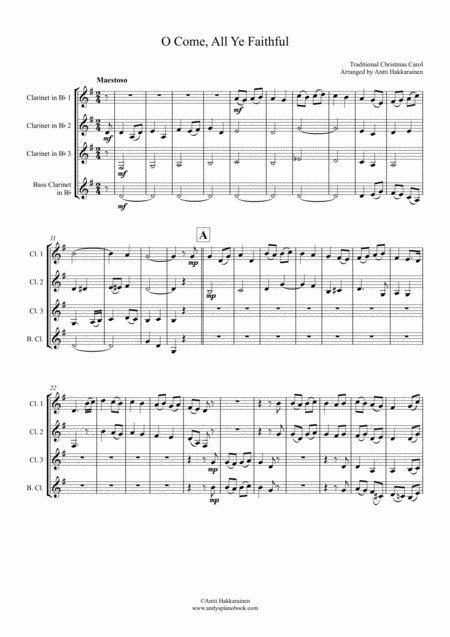 O Come All Ye Faithful Clarinet Quartet Page 2