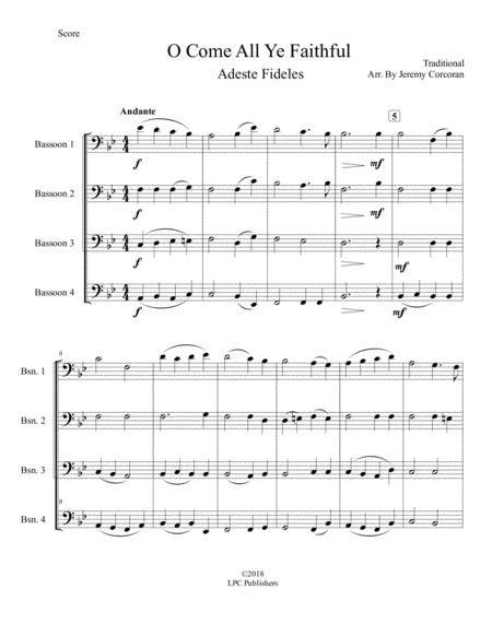 O Come All Ye Faithful For Bassoon Quartet Page 2
