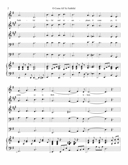 O Come All Ye Faithful For Brass Quartet Piano And Congregation Page 2