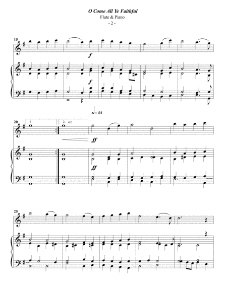 O Come All Ye Faithful For Flute Piano Page 2
