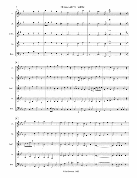 O Come All Ye Faithful For Wind Quintet Page 2