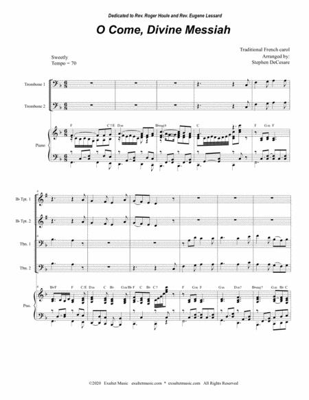 O Come Divine Messiah For Brass Quartet And Piano Alternate Version Page 2