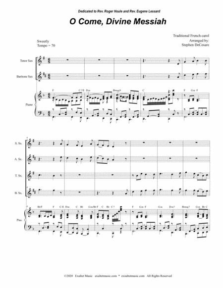 O Come Divine Messiah For Saxophone Quartet And Piano Page 2