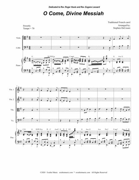 O Come Divine Messiah For String Quartet And Piano Page 2