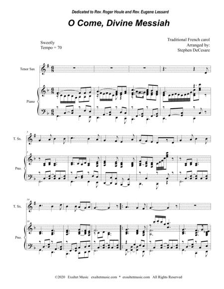 O Come Divine Messiah For Tenor Saxophone Solo And Piano Page 2