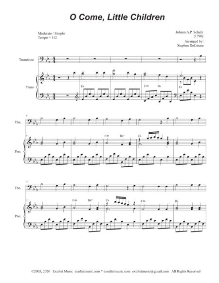 O Come Little Children Trombone Solo And Piano Page 2
