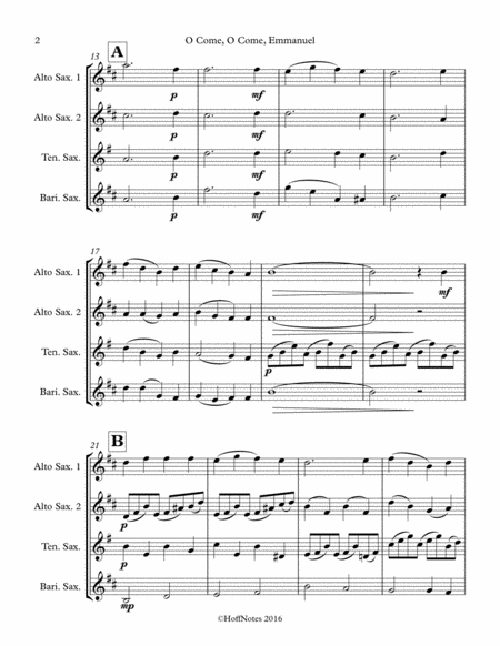 O Come O Come Emmanuel For Sax Quartet Page 2