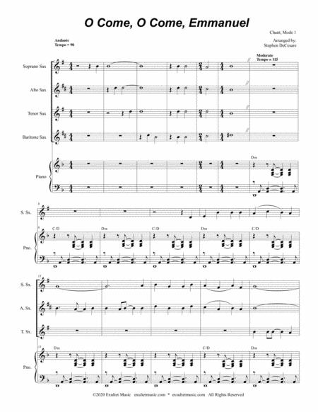 O Come O Come Emmanuel For Saxophone Quartet And Piano Page 2
