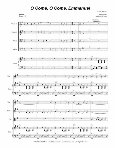 O Come O Come Emmanuel For String Quartet And Piano Page 2