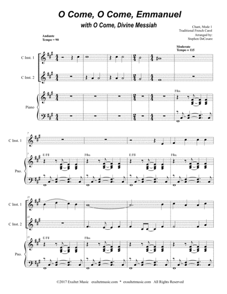 O Come O Come Emmanuel With O Come Divine Messiah Duet For C Instruments Page 2