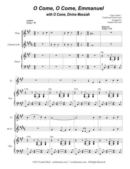 O Come O Come Emmanuel With O Come Divine Messiah Duet For Flute And Bb Clarinet Page 2