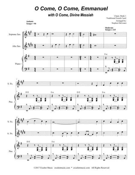O Come O Come Emmanuel With O Come Divine Messiah Duet For Soprano And Alto Saxophone Page 2