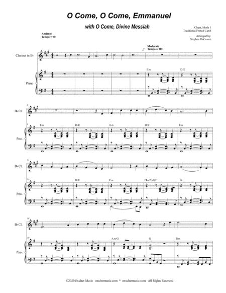 O Come O Come Emmanuel With O Come Divine Messiah For Bb Clarinet Solo And Piano Page 2