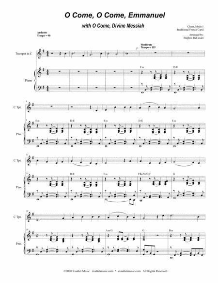 O Come O Come Emmanuel With O Come Divine Messiah For C Trumpet Solo And Piano Page 2