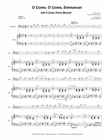 O Come O Come Emmanuel With O Come Divine Messiah For Trombone Solo And Piano Page 2