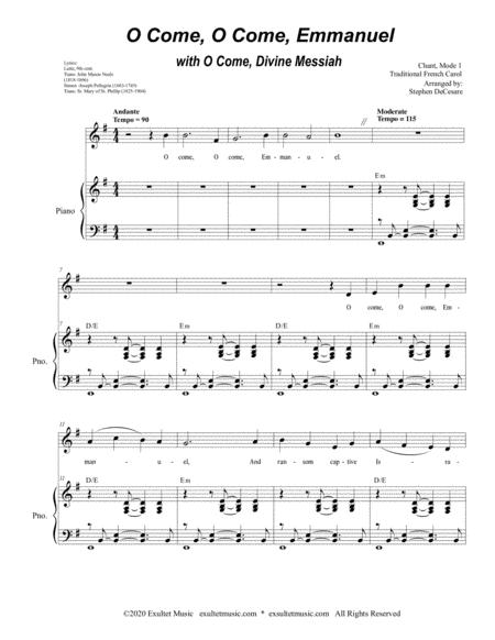 O Come O Come Emmanuel With O Come Divine Messiah For Unison Choir Page 2