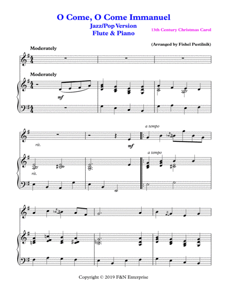 O Come O Come Immanuel Piano Background For Flute And Piano Video Page 2