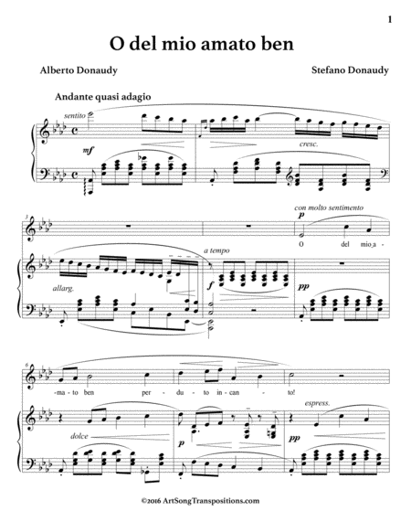 O Del Mio Amato Ben A Flat Major Page 2