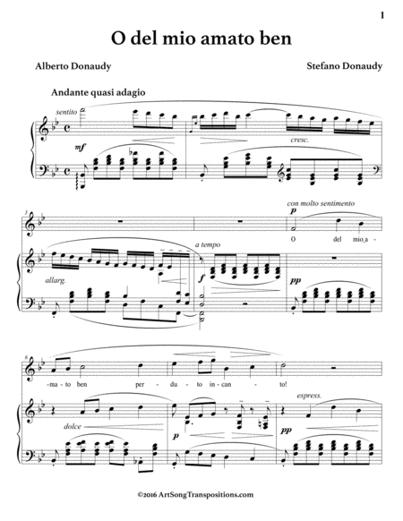 O Del Mio Amato Ben B Flat Major Page 2