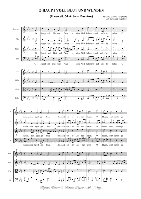 O Haupt Voll Blut Und Wunden Matthew Passion Bwv 244 Arr For Satb Choir And String Quartet Page 2