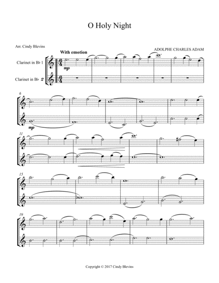 O Holy Night Arranged For Bb Clarinet Duet Page 2
