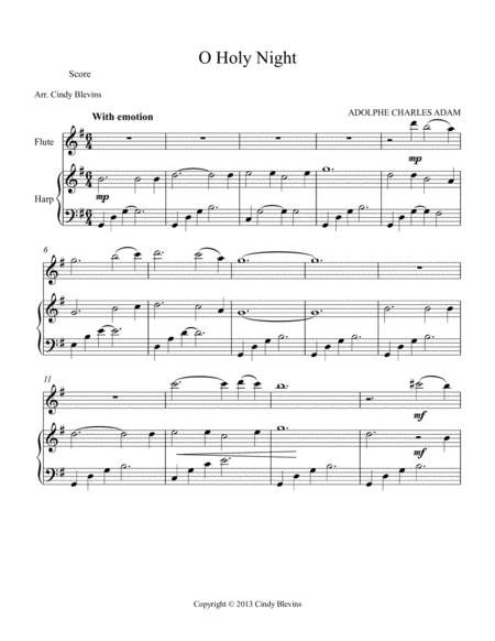 O Holy Night Arranged For Harp And Flute Page 2