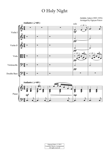 O Holy Night Arranged For Piano And String Orchestra Page 2