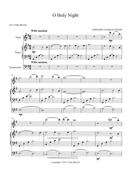 O Holy Night Arranged For Piano Flute And Optional Cello Page 2