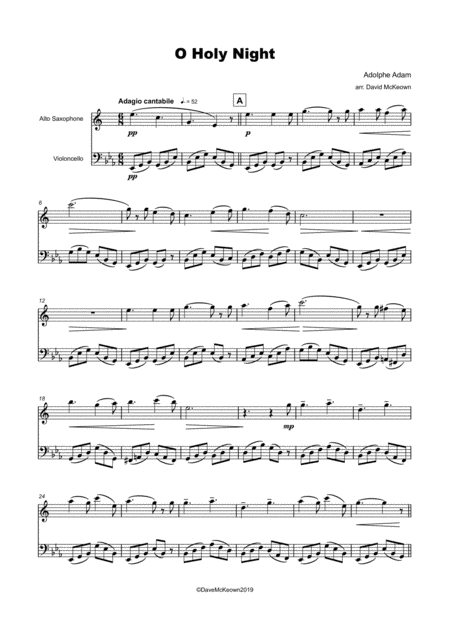 O Holy Night Cantique De Noel Alto Saxophone And Cello Duet Page 2