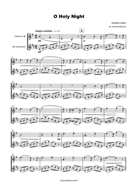 O Holy Night Cantique De Noel Clarinet And Alto Saxophone Duet Page 2