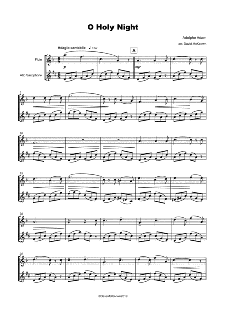 O Holy Night Cantique De Noel Flute And Alto Saxophone Duet Page 2