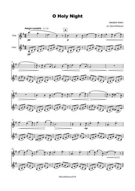 O Holy Night Cantique De Noel Flute And Violin Duet Page 2