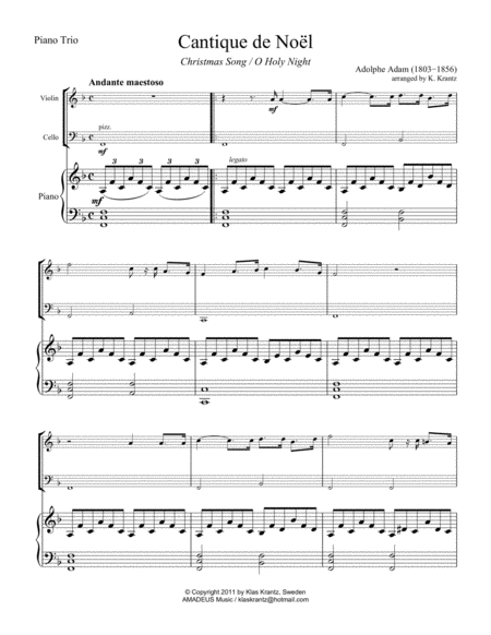 O Holy Night Cantique De Noel For Piano Trio Page 2