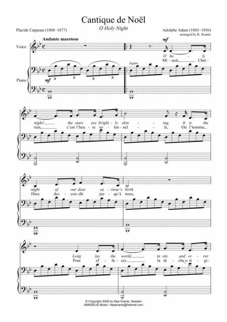 O Holy Night Cantique De Noel For Voice And Easy Piano Bb Major Page 2