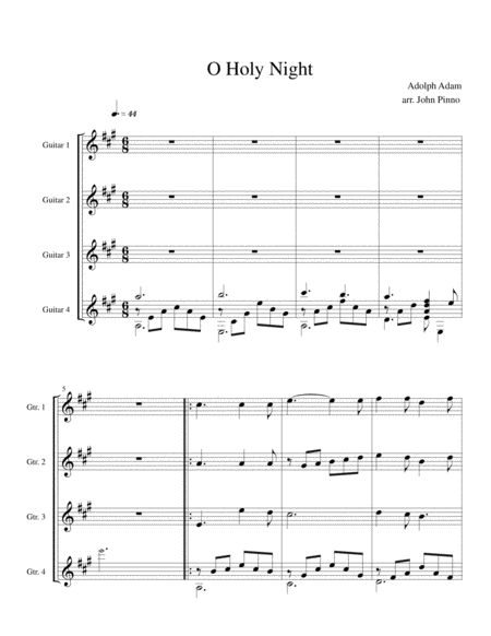 O Holy Night Classical Guitar Quartet Page 2